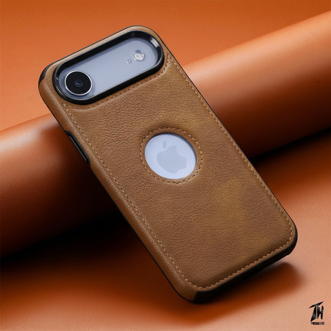 Puloka Brown  Logo cut Leather silicone case for Apple iPhone Air