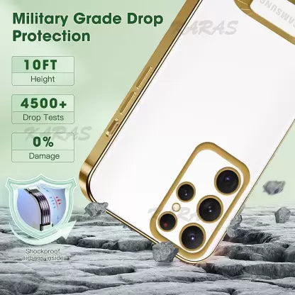 Gold 6D Chrome Logo Cut Transparent Case for Samsung S22 Ultra