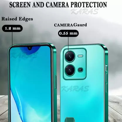 Green 6D Chrome Logo Cut Transparent Case for Vivo V25 Pro