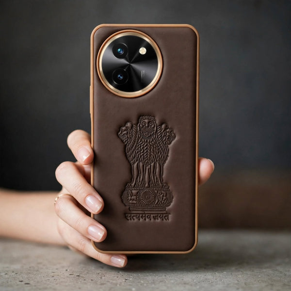 Ashoka Brown Leather Case for Vivo T3X - The Hatke
