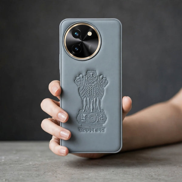 Ashoka Grey Leather Case for Vivo T3X - The Hatke