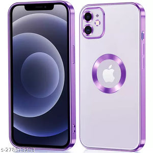 Purple 6D Chrome Logo Cut Transparent Case for Apple iphone 12 Mini