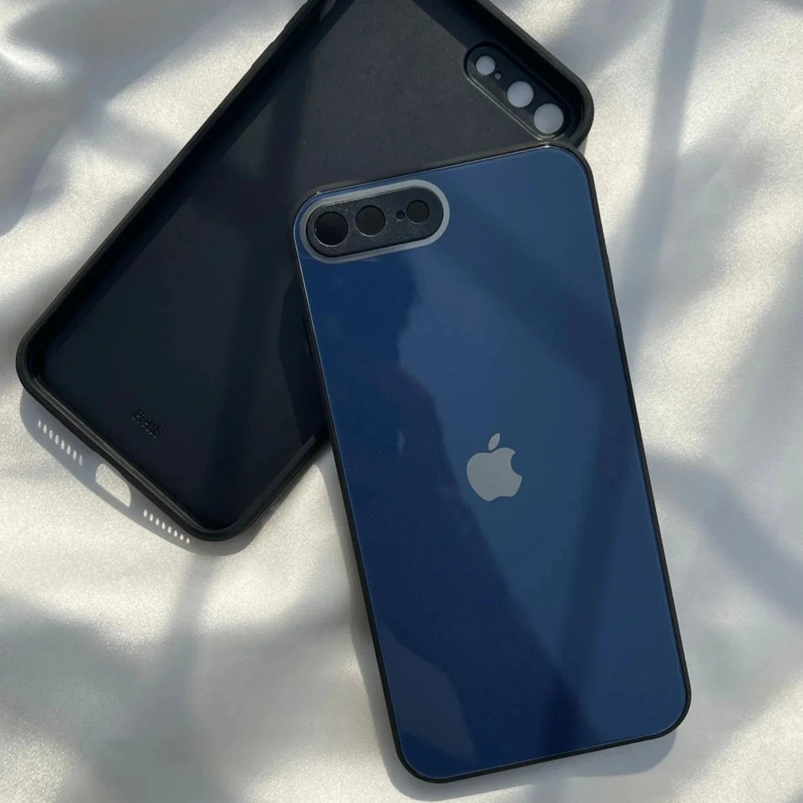 Dark Blue camera Safe mirror case for Apple Iphone 8 Plus