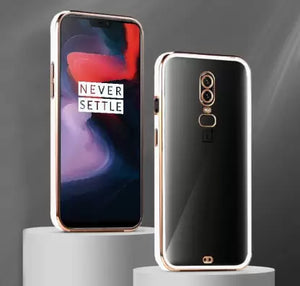 White Electroplated Transparent Case for Oneplus 6