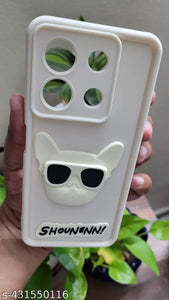 Cream SHOUNENN BULLDOG Silicone case for Motorola Edge 50 Pro