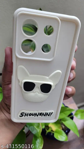 Cream SHOUNENN BULLDOG Silicone case for Motorola Edge 50 Pro