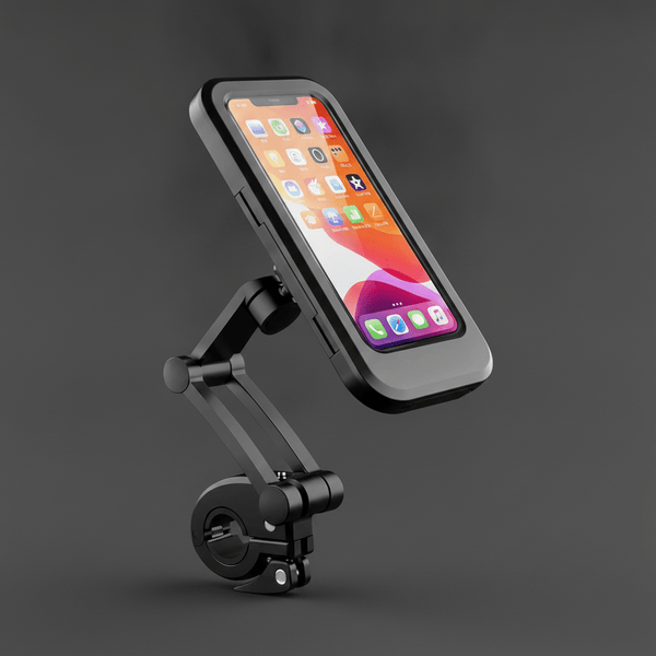 Black 360° Rotating Waterproof Bike Mobile Holder, Universal Motorcycle & Bicycle Handlebar Phone Mount with Sensitive Touch Screen Cover, Fits Smartphones Up to 7.2 Inches - The Hatke