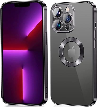 Black 6D Chrome Logo Cut Transparent Case for Apple iphone 12 Pro Max - The Hatke