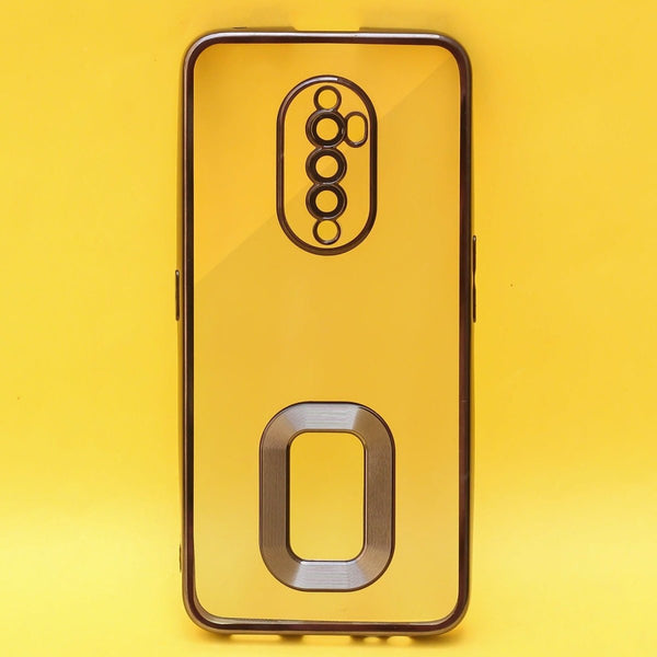 Black 6D Chrome Logo Cut Transparent Case for Oppo Reno 2F - The Hatke