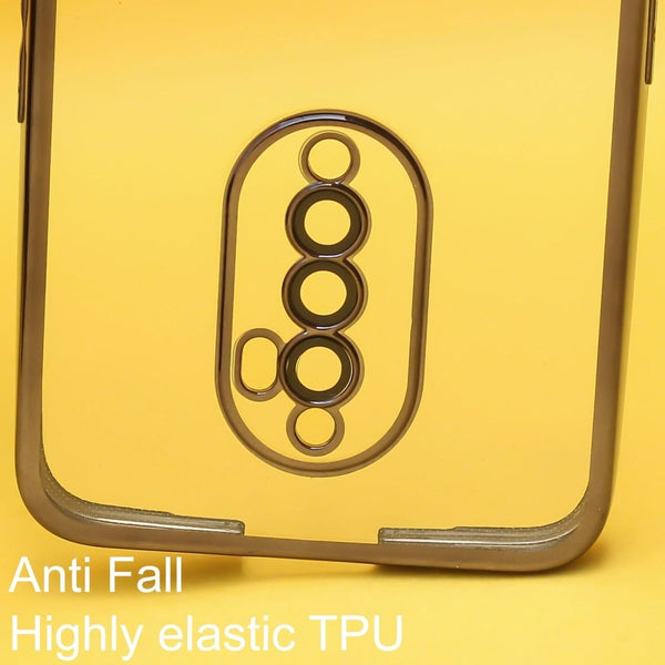 Black 6D Chrome Logo Cut Transparent Case for Oppo Reno 2F - The Hatke