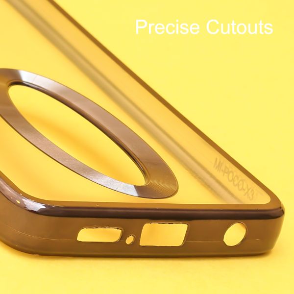Black 6D Chrome Logo Cut Transparent Case for Poco X3 Pro - The Hatke