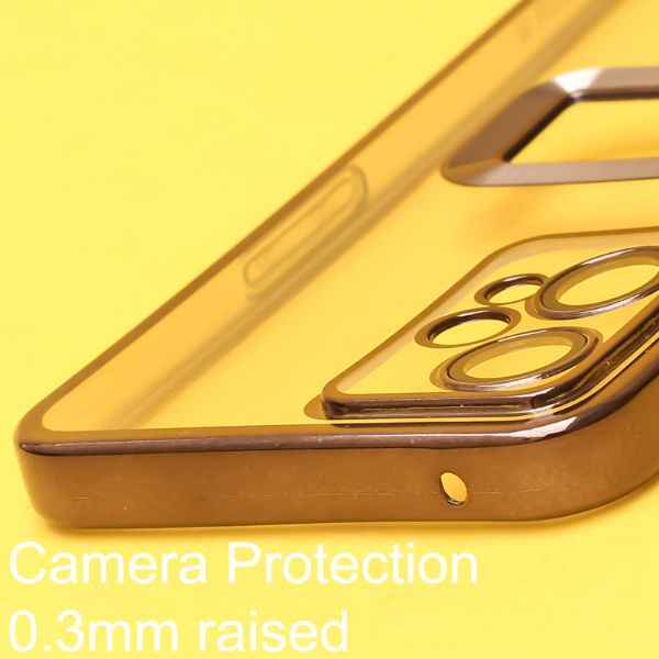 Black 6D Chrome Logo Cut Transparent Case for Realme 9 Pro - The Hatke