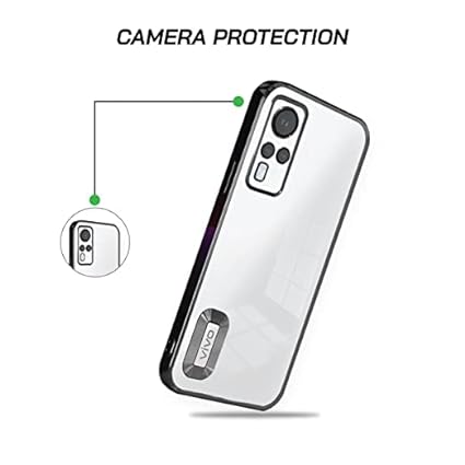 Black 6D Chrome Logo Cut Transparent Case for Vivo V21E - The Hatke