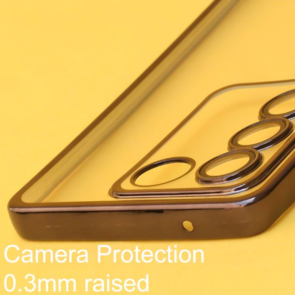 Black 6D Chrome Logo Cut Transparent Case for Vivo V27 5G - The Hatke