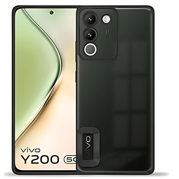 Black 6D Chrome Logo Cut Transparent Case for Vivo Y200 - The Hatke