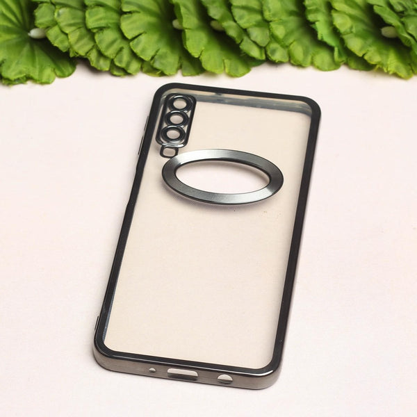 Black 6D Logo Cut Transparent Case for Samsung A7 2018 - The Hatke