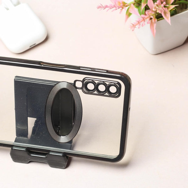 Black 6D Logo Cut Transparent Case for Samsung A7 2018 - The Hatke