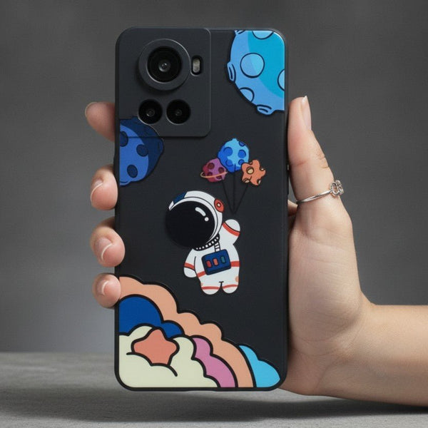 Black Baloon Astro Embossed Silicone Case for Oneplus 10R - The Hatke