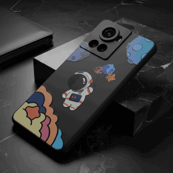 Black Baloon Astro Embossed Silicone Case for Oneplus 10R - The Hatke