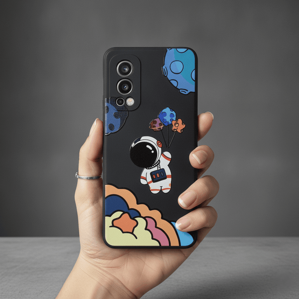 Black Baloon Astro Embossed Silicone Case for Oneplus Nord 2 - The Hatke