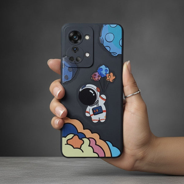 Black Baloon Astro Embossed Silicone Case for Oneplus Nord 2T - The Hatke