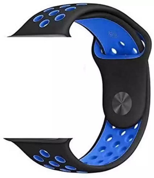 Black Blue Dotted Silicone Strap For Apple Watch Series 6 (38mm/40mm/41mm) - The Hatke