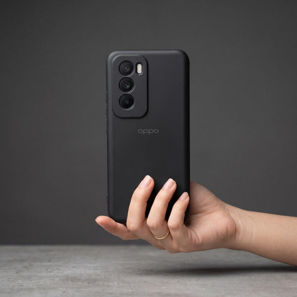 Black Camera Original Silicone case for Oppo Reno 12 - The Hatke