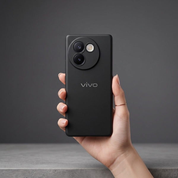 Black Camera Original Silicone case for Vivo V30E - The Hatke