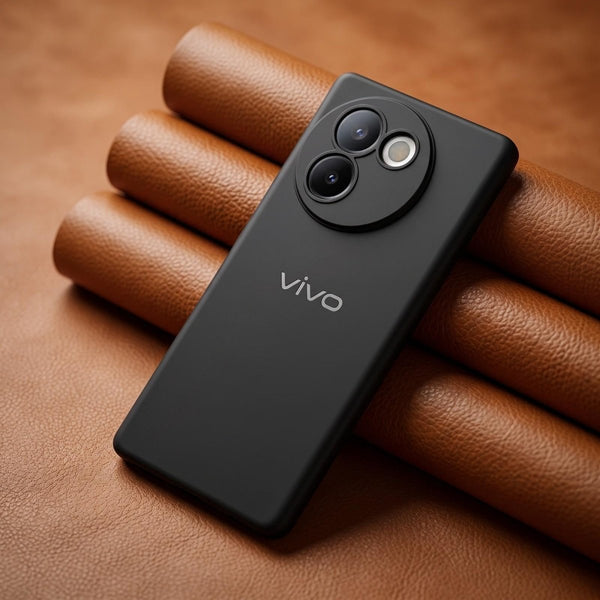 Black Camera Original Silicone case for Vivo V30E - The Hatke