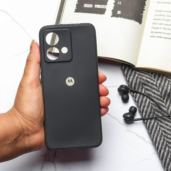 Black Candy silicone Case for Motorola G84 - The Hatke