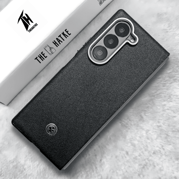 Black Classy Leather Case for Samsung Galaxy Z Fold 5 - The Hatke