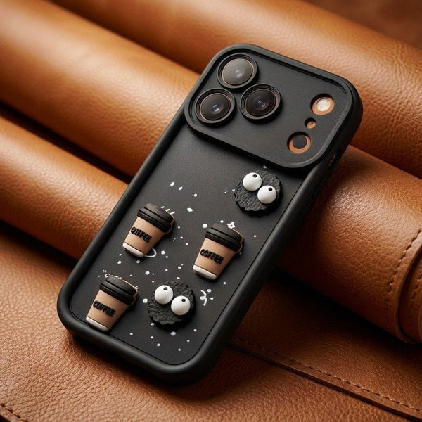 Black COFFEE (ALWAYS HAPPY) Silicone case for Apple iphone 17 Pro - The Hatke