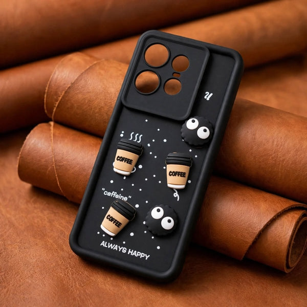 Black COFFEE (ALWAYS HAPPY) Silicone case for Motorola Edge 50 Pro - The Hatke