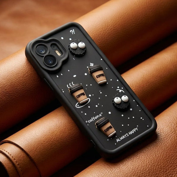 Black COFFEE (ALWAYS HAPPY) Silicone case for Nothing Phone 2 - The Hatke