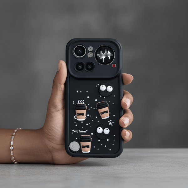 Black COFFEE (ALWAYS HAPPY) Silicone case for Nothing Phone 4a Pro - The Hatke