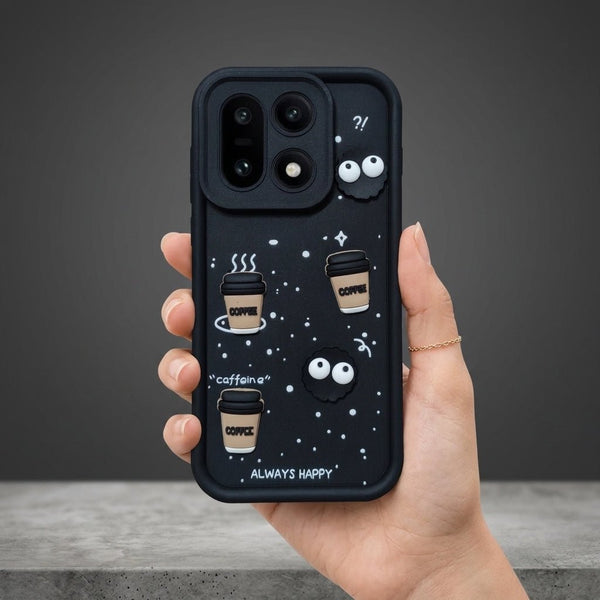 Black COFFEE (ALWAYS HAPPY) Silicone case for Oneplus 15 - The Hatke