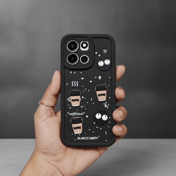 Black COFFEE (ALWAYS HAPPY) Silicone case for Oneplus Nord 6 - The Hatke