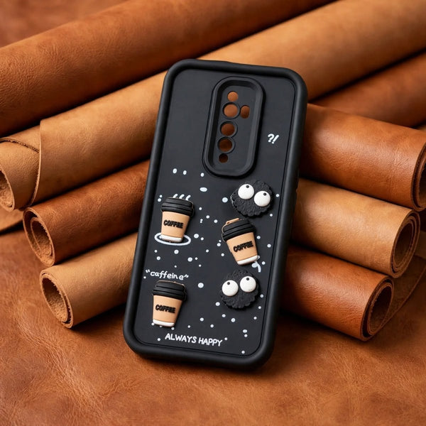 Black COFFEE (ALWAYS HAPPY) Silicone case for Oppo Reno 2F - The Hatke