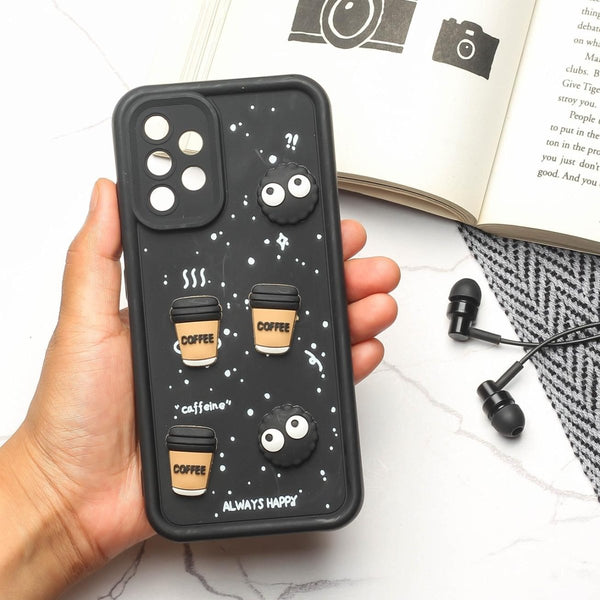 Black COFFEE (ALWAYS HAPPY) Silicone case for Samsung A32 4g - The Hatke