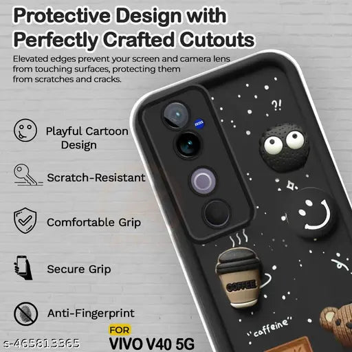 Black COFFEE (ALWAYS HAPPY) Silicone case for Vivo V40 Pro - The Hatke