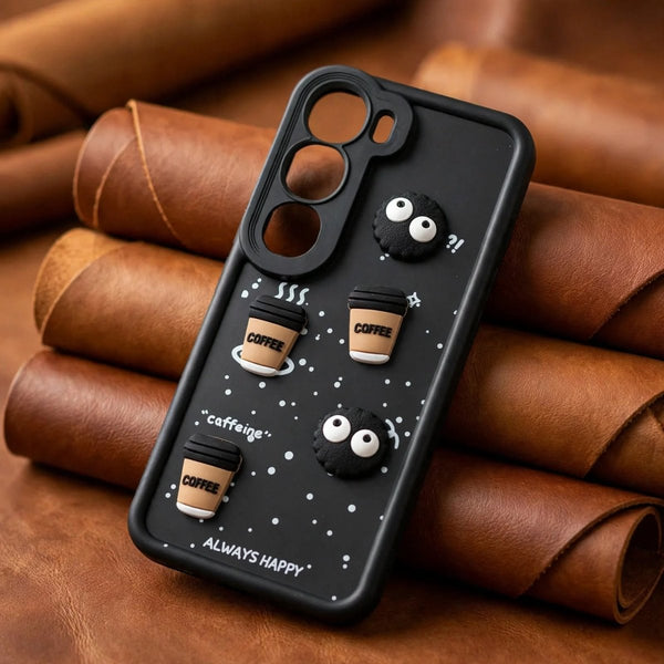 Black COFFEE (ALWAYS HAPPY) Silicone case for Vivo Y300 - The Hatke