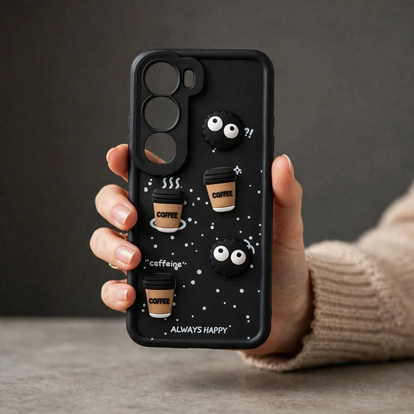 Black COFFEE (ALWAYS HAPPY) Silicone case for Vivo Y300 - The Hatke