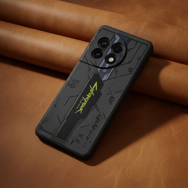 Black Cyberpunk Embossed Silicone case for Oneplus 11r - The Hatke