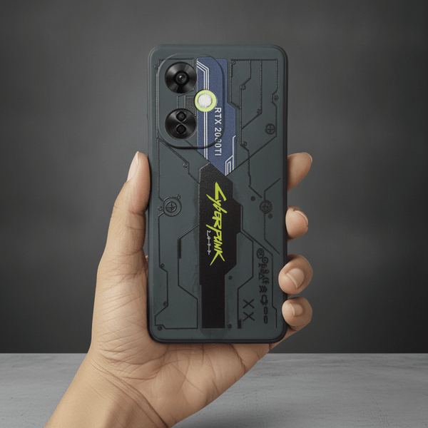 Black Cyberpunk Embossed Silicone case for Oneplus Nord Ce 3 Lite - The Hatke