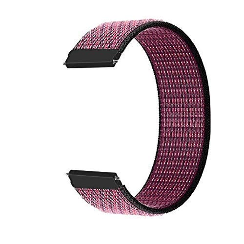 Black-Dark Pink Nylon Strap For Smart Watch (20mm) - The Hatke