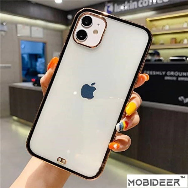 Black Electroplated Transparent Case for Apple iphone 11 - The Hatke