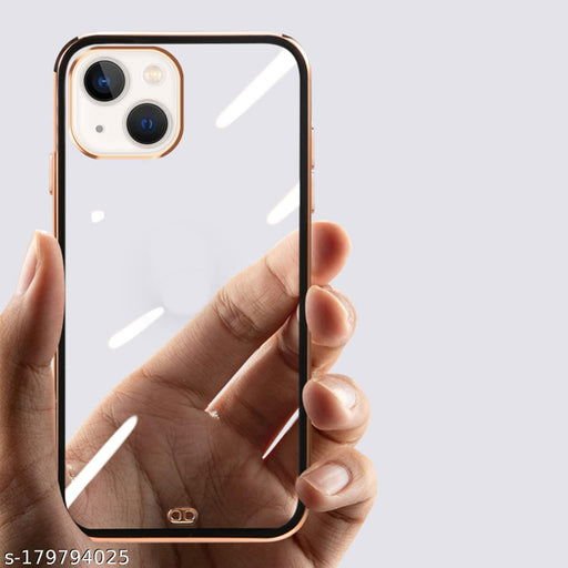 Black Electroplated Transparent Case for Apple iphone 15 Plus - The Hatke