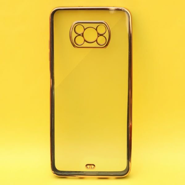 Black Electroplated Transparent Case for Poco X3 - The Hatke