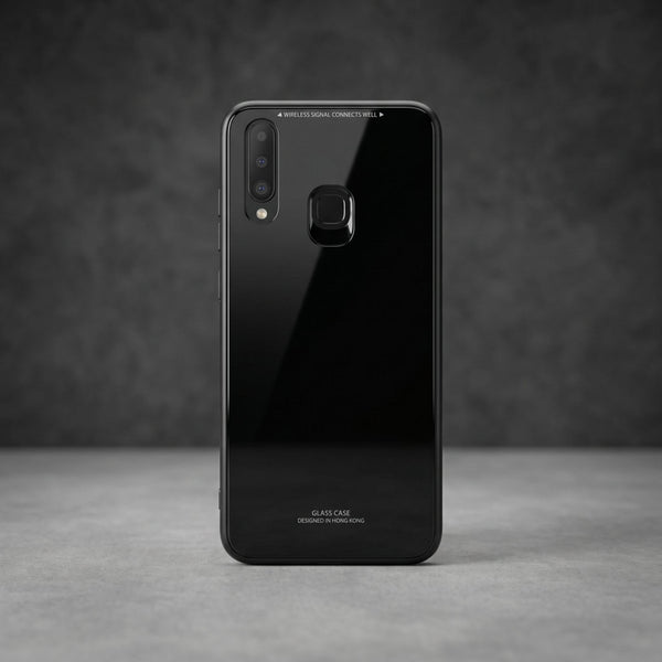 Black Glass case for Oppo A5 2020 - The Hatke