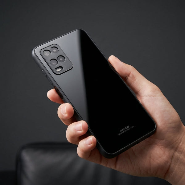 Black Glass case for Oppo A54 4g - The Hatke